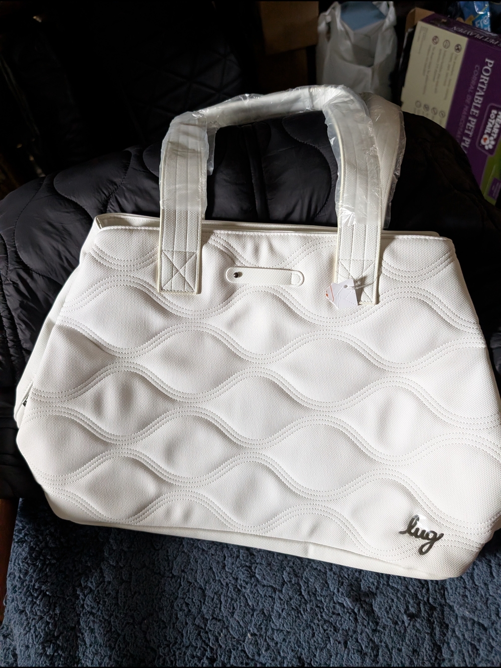 NWT Lug White Quilted Wave Tote Bag